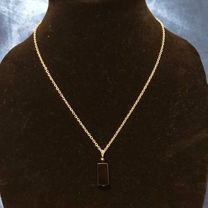 18’ Chain Necklace with Black Stone Pendant